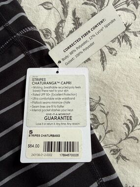 Athleta Striped Chaturanga Capri - Black with Gray Stripes